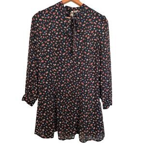 Dark Floral Mini Dress 6 Bow Collar Coquette Demure Whimsigoth Grunge Academia